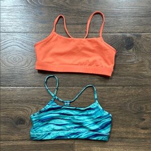 Old Navy sports bra set in Blue and Orange with Unique Patterns